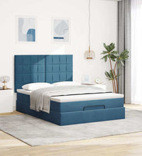 Ottoman-Bett mit Matratzen & LEDs Dunkelblau 140x200 cm Samt