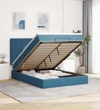 Ottoman-Bett mit Matratzen & LEDs Dunkelblau 140x200 cm Samt