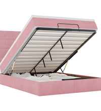 Ottoman-Bett mit Matratzen & LEDs Rosa 140x200 cm Samt