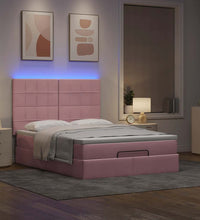 Ottoman-Bett mit Matratzen & LEDs Rosa 140x200 cm Samt