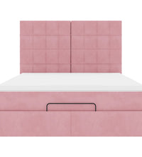 Ottoman-Bett mit Matratzen & LEDs Rosa 140x200 cm Samt