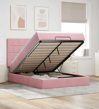 Ottoman-Bett mit Matratzen & LEDs Rosa 140x200 cm Samt