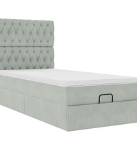 Ottoman-Bett mit Matratzen & LEDs Hellgrau 80x200 cm Samt