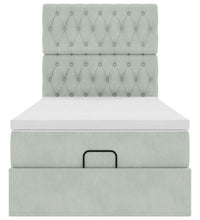 Ottoman-Bett mit Matratzen & LEDs Hellgrau 80x200 cm Samt