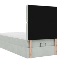 Ottoman-Bett mit Matratzen & LEDs Hellgrau 80x200 cm Samt