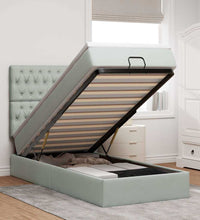 Ottoman-Bett mit Matratzen & LEDs Hellgrau 80x200 cm Samt