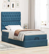 Ottoman-Bett mit Matratzen & LEDs Dunkelblau 80x200 cm Samt