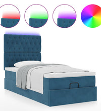 Ottoman-Bett mit Matratzen & LEDs Dunkelblau 80x200 cm Samt