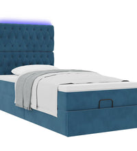 Ottoman-Bett mit Matratzen & LEDs Dunkelblau 80x200 cm Samt
