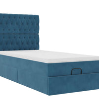 Ottoman-Bett mit Matratzen & LEDs Dunkelblau 80x200 cm Samt