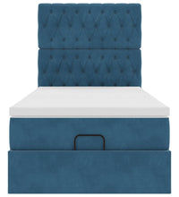 Ottoman-Bett mit Matratzen & LEDs Dunkelblau 80x200 cm Samt