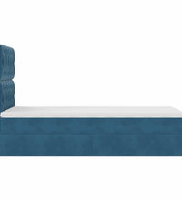 Ottoman-Bett mit Matratzen & LEDs Dunkelblau 80x200 cm Samt