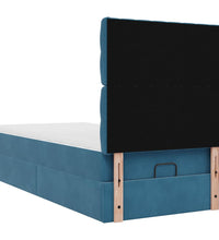 Ottoman-Bett mit Matratzen & LEDs Dunkelblau 80x200 cm Samt