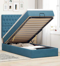 Ottoman-Bett mit Matratzen & LEDs Dunkelblau 80x200 cm Samt