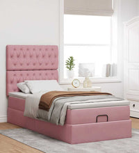 Ottoman-Bett mit Matratzen & LEDs Rosa 80x200 cm Samt