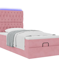 Ottoman-Bett mit Matratzen & LEDs Rosa 80x200 cm Samt