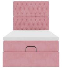 Ottoman-Bett mit Matratzen & LEDs Rosa 80x200 cm Samt