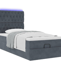 Ottoman-Bett mit Matratzen & LEDs Dunkelgrau 90x190 cm Samt