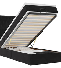 Ottoman-Bett mit Matratzen & LEDs Schwarz 90x190 cm Samt