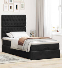 Ottoman-Bett mit Matratzen & LEDs Schwarz 90x190 cm Samt