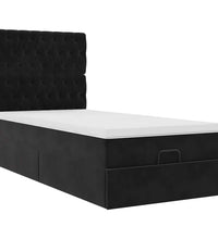 Ottoman-Bett mit Matratzen & LEDs Schwarz 90x190 cm Samt
