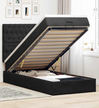 Ottoman-Bett mit Matratzen & LEDs Schwarz 90x190 cm Samt