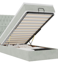 Ottoman-Bett mit Matratzen & LEDs Hellgrau 90x200 cm Samt