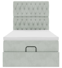 Ottoman-Bett mit Matratzen & LEDs Hellgrau 90x200 cm Samt