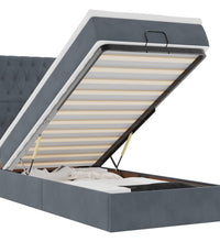 Ottoman-Bett mit Matratzen & LEDs Dunkelgrau 90x200 cm Samt