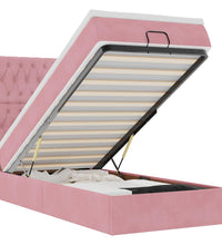 Ottoman-Bett mit Matratzen & LEDs Rosa 90x200 cm Samt