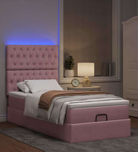 Ottoman-Bett mit Matratzen & LEDs Rosa 90x200 cm Samt