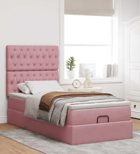 Ottoman-Bett mit Matratzen & LEDs Rosa 90x200 cm Samt