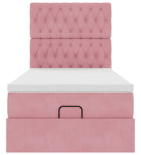 Ottoman-Bett mit Matratzen & LEDs Rosa 90x200 cm Samt
