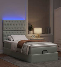 Ottoman-Bett mit Matratzen & LEDs Hellgrau 100x200 cm Samt
