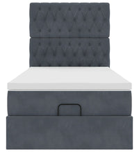 Ottoman-Bett mit Matratzen & LEDs Dunkelgrau 100x200 cm Samt