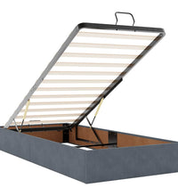 Ottoman-Bett mit Matratzen & LEDs Dunkelgrau 100x200 cm Samt