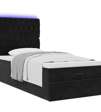 Ottoman-Bett mit Matratzen & LEDs Schwarz 100x200 cm Samt