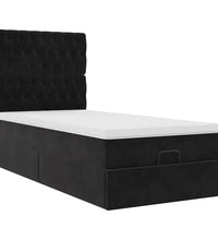 Ottoman-Bett mit Matratzen & LEDs Schwarz 100x200 cm Samt