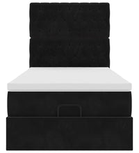 Ottoman-Bett mit Matratzen & LEDs Schwarz 100x200 cm Samt