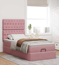 Ottoman-Bett mit Matratzen & LEDs Rosa 100x200 cm Samt