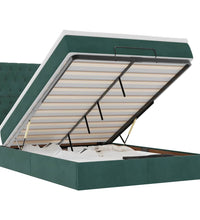 Ottoman-Bett mit Matratzen & LEDs Dunkelgrün 140x200 cm Samt