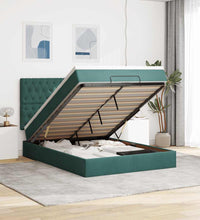 Ottoman-Bett mit Matratzen & LEDs Dunkelgrün 140x200 cm Samt