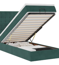 Ottoman-Bett mit Matratzen & LEDs Dunkelgrün 80x200 cm Samt