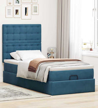 Ottoman-Bett mit Matratzen & LEDs Dunkelblau 80x200 cm Samt