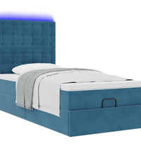 Ottoman-Bett mit Matratzen & LEDs Dunkelblau 80x200 cm Samt