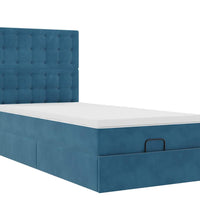 Ottoman-Bett mit Matratzen & LEDs Dunkelblau 80x200 cm Samt