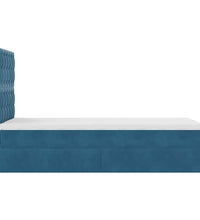 Ottoman-Bett mit Matratzen & LEDs Dunkelblau 80x200 cm Samt