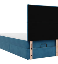 Ottoman-Bett mit Matratzen & LEDs Dunkelblau 80x200 cm Samt