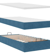 Ottoman-Bett mit Matratzen & LEDs Dunkelblau 80x200 cm Samt