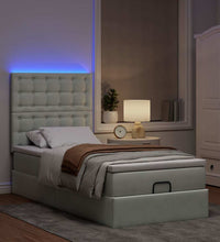 Ottoman-Bett mit Matratzen & LEDs Hellgrau 90x190 cm Samt